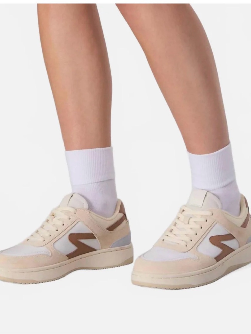 Women's Retro Tennis Sneakers In White Cinnamon
